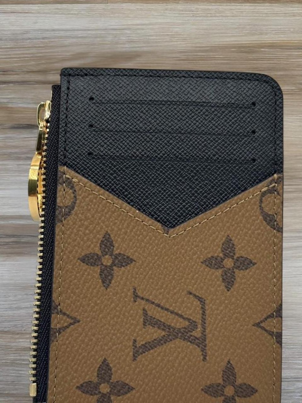 Pre-Owned Louis Vuitton Romy Card Holder M81912 Brown & Black - Picture 2 of 3
